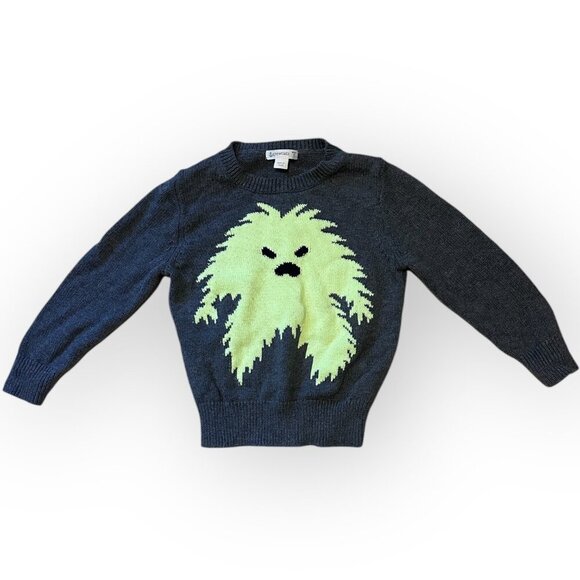Crewcuts by JCrew Kids Gray Sweater with Neon Glow In Dark Monster Boys Size 3T - Picture 4 of 13
